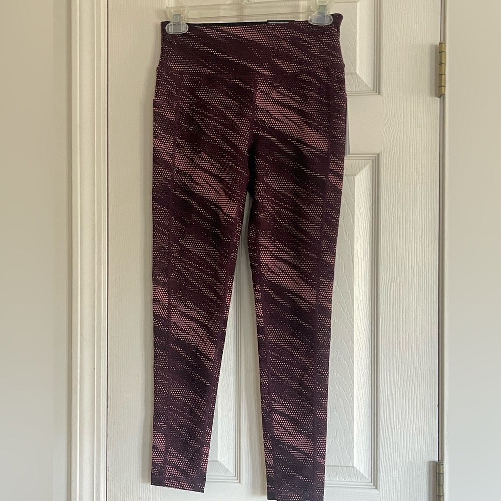 DKNY Maroon and Pink High-Waist Leggings